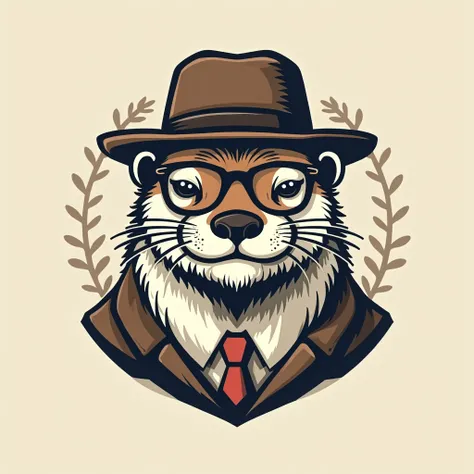 create hipster man logo with an otter