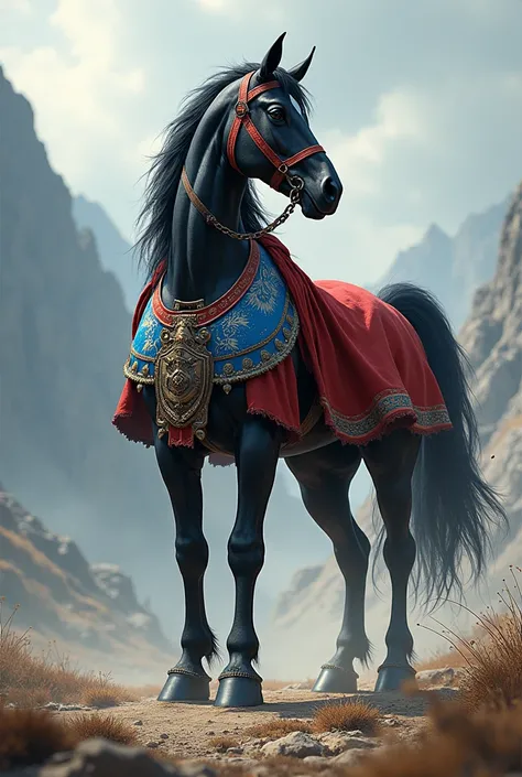 Warrior colt with blue and red armor