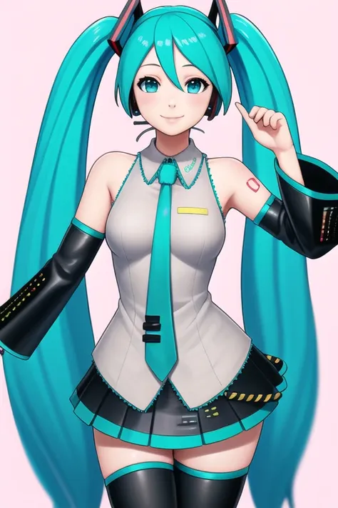 1girl, solo, looking at viewer, smile, hatsune miku,