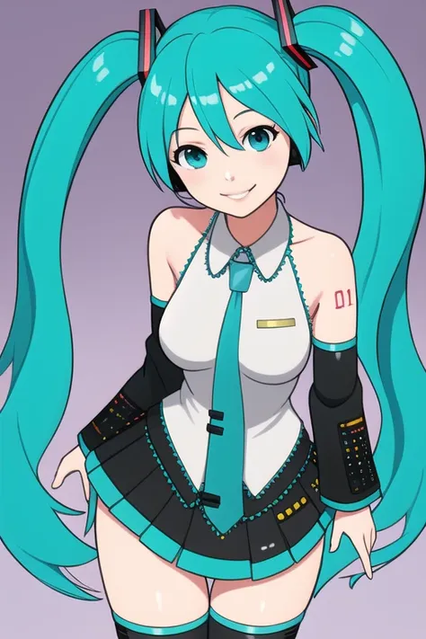 1girl, solo, looking at viewer, smile, hatsune miku,