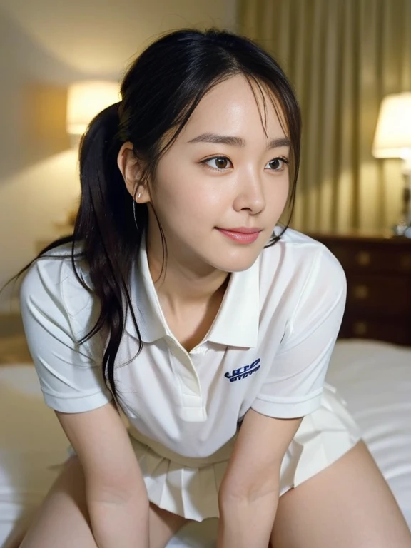 (Masterpiece, Best quality:1.3), (Ultra realistic, Photo-realistic:1.2), Natural light, 28 years old actress, Japanese beautiful 2 women, Neat and clean, (White damaged tennis uniform, White short-sleeve polo shirt with darknavy line collar:1.1), (unbutton...