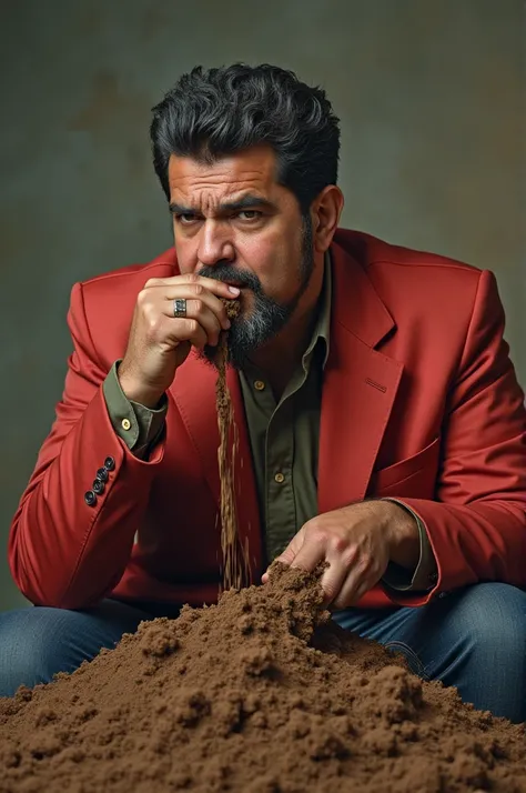 Make me an image of Maduro eating poop