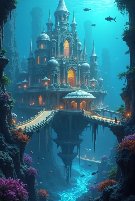 Aquatic city with a castle.