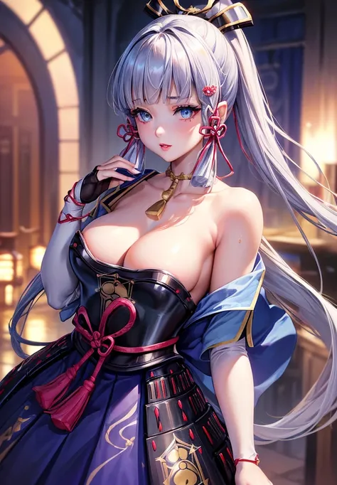 ((masterpiece)),(bestquality),((ultra-detailed)), ((beautiful detailed sky)), ((cinematic lighting)), depth of field, (dynamic angle),detailed lighting,((beautiful detailed eyes)), (night sky view), red lip, eyeshadow,large breast, cleavage, ((wearing tiny...