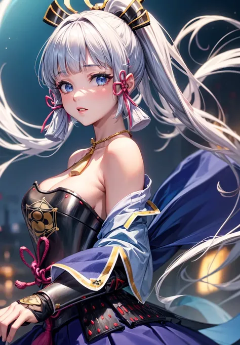 ((masterpiece)),(bestquality),((ultra-detailed)), ((beautiful detailed sky)), ((cinematic lighting)), depth of field, (dynamic angle),detailed lighting,((beautiful detailed eyes)), (night sky view), red lip, eyeshadow,large breast, cleavage, ((wearing tiny...