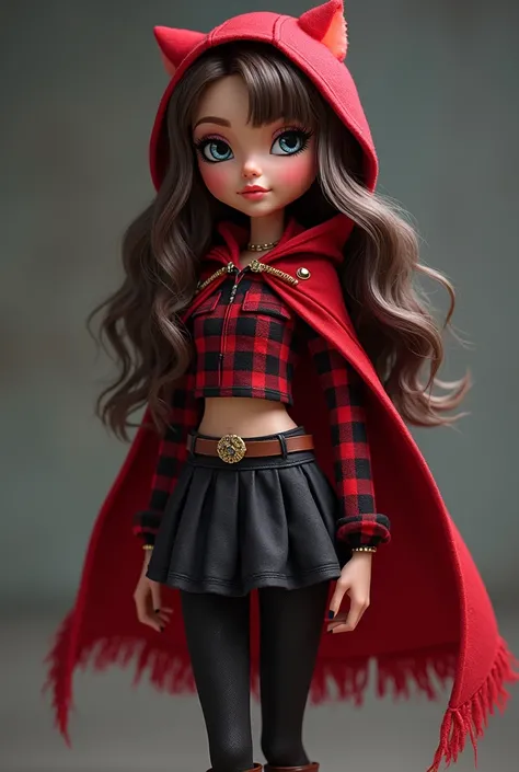 Cerise Hood from Ever After High has long, dark brown hair with several white streaks (predominantly on the left side) and slate gray-blue eyes. She has tan skin like her father. When she has her wolf-like outbursts. Cerise Hood wears a plaid red and black...