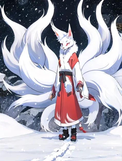 Blizzard , Ice kitsune , kitsune , nine tailed fox