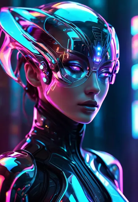 Midjourney, MJ, Midjourney style, poster, light background, close-up, closeup body, (hillingqueen:1.1),woman,Narrow nose,long nose, cyberpunk street,(transparent glowing holographic clothing:1.2),glass,dark theme, ( (BEST QUALITY)), ((MASTERPIECE)), ((HIGH...