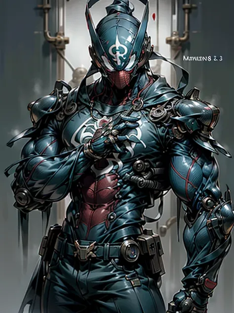 superhero, hero, strong and robust male, armor, tentacle entanglement, uniform, binding hands togethe, foreign object invasion, ...