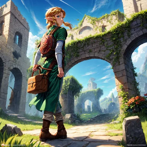 link de the legend of zelda bread of the while
 entrando a las ruinas del castillo de hyrule
