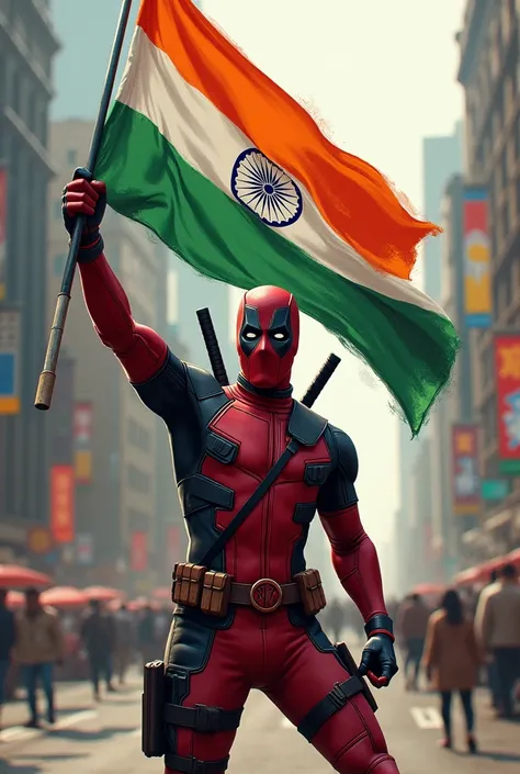 Deadpool holding Indian flag