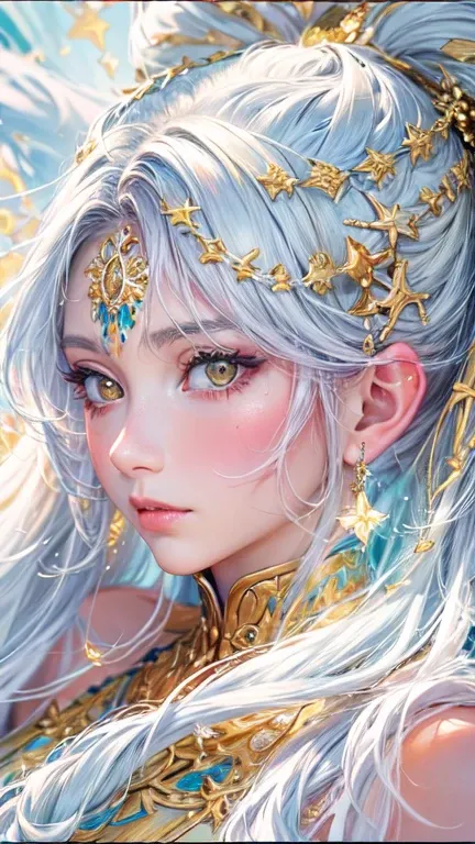 Portrait of a beautiful anime goddess,(masterpiece, Highest quality, Highest quality, Official Art, beautifully、aesthetic:1.2), (One person), Very detailed, (Fractal Art:1.3), colorful, Most detailed, Perfect Face, Upper Body, High resolution, (pray:1.3), ...