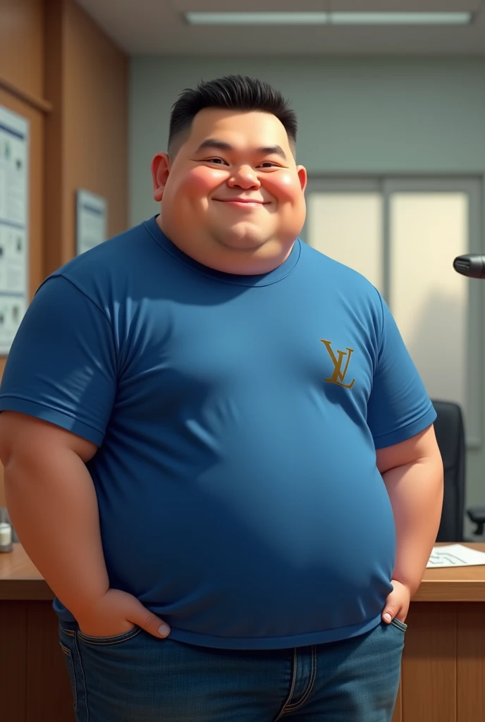 Mr. Liu is a regional manager. He is fat and cute face with very short hair. He is fair skin. He always wears blue color LV brand T shirt and jeans pants. He is a bussiness man and bad ego.