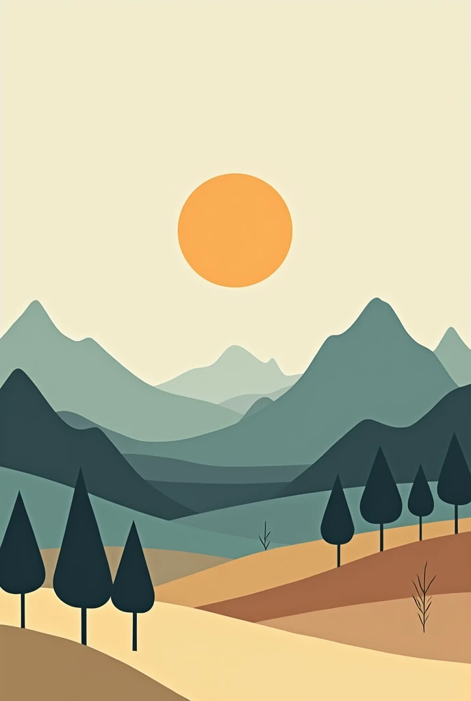 Space: Create a horizon line near the middle of the page to divide the sky from the land. Use negative space by leaving large areas of the paper empty to suggest distance and depth.

Shape: Add basic shapes such as a sun (circle), mountains (triangular sha...