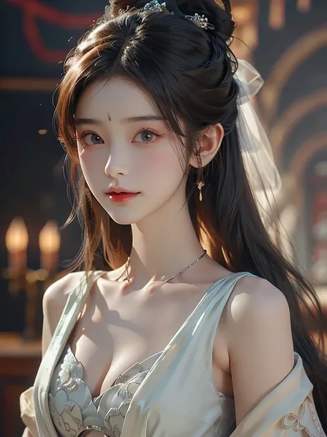 (close up:1.2), cleavage, masterpiece, best quality, nearly perfect, (is a perfect face:1.1), (high detail:1.1), Drama, (1 person), Pale complexion,Otto Sepalainen, alone,cover navel, snob,Luminous Studio graphics engine, pout, Demonic Magician, Volumetric...