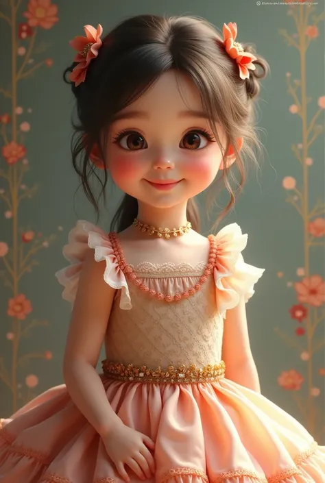 An image of kid waring cute dress realism