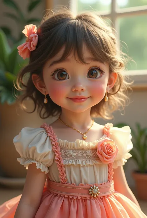 An image of kid waring cute dress realistic 