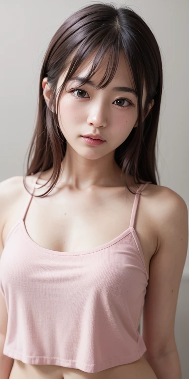 Upper Bodyに超クローズアップ、One person, Upper Body,close,Super focus on the eyes,((Pink cute camisole)),, 8k, RAW Photos, Highest quality, masterpiece,Realistic, photo-Realistic,