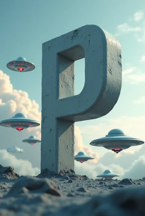 Realistic 3D p alphabet and aliens 
UFO