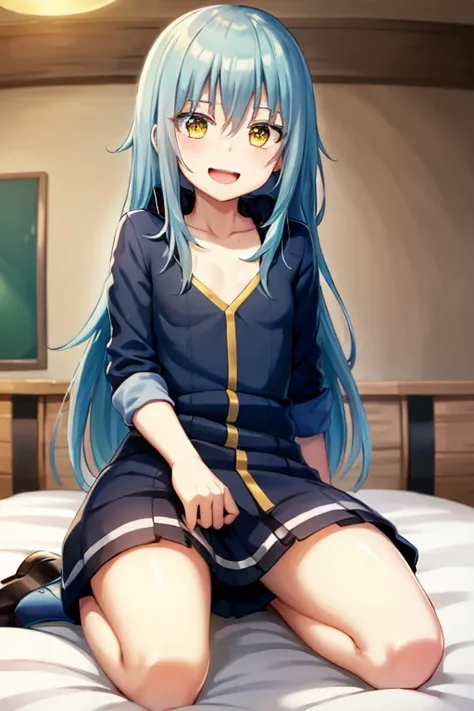 ((Highest quality)), ((masterpiece)), (be familiar with), Perfect Face, indoor, Bedroom, Watching the audience,
One woman, Rimuru=Tempest,
Open Mouth, Ecstatic expression, blush, smile,
Small breasts, Flat Chest, , , child, Girl,
Long Hair, Long Hair,