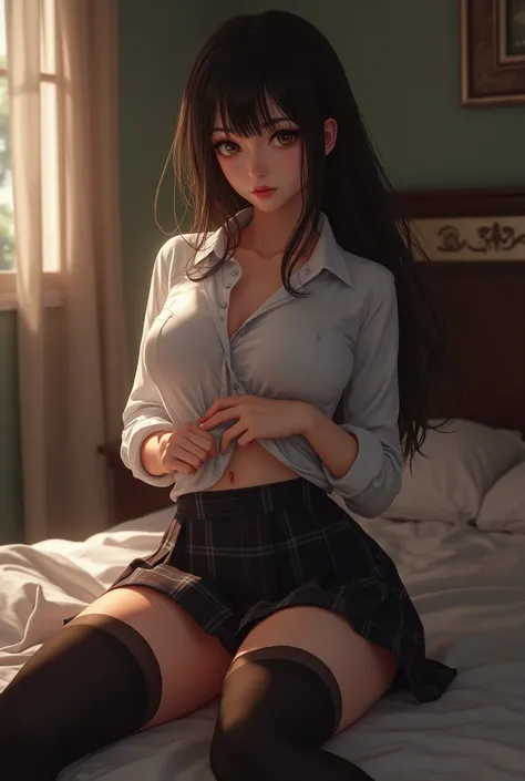 Sexy school girl taking off clothes
