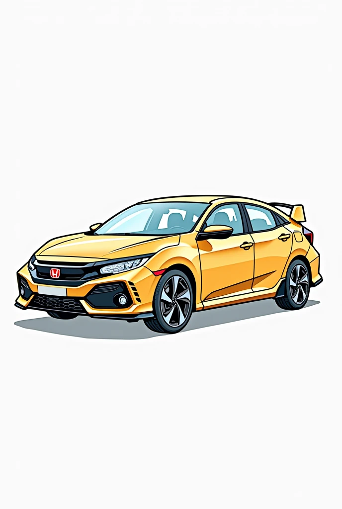 Give me a vector art coloring book photo of a Honda civic car, no grayscale no color full details but the design is simple no darkened areas side view