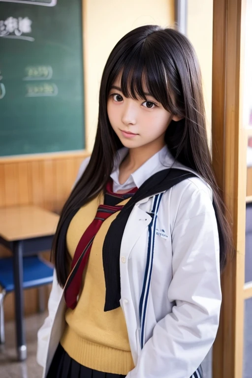 Long Hair, One person, Black Hair, Large Breasts, Sleepy, young、student、School、Japanese、High school student clothes