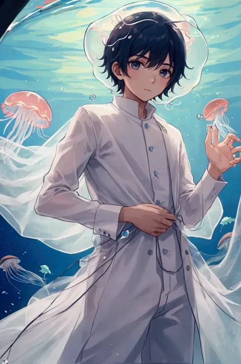 Boy in a jellyfish hat