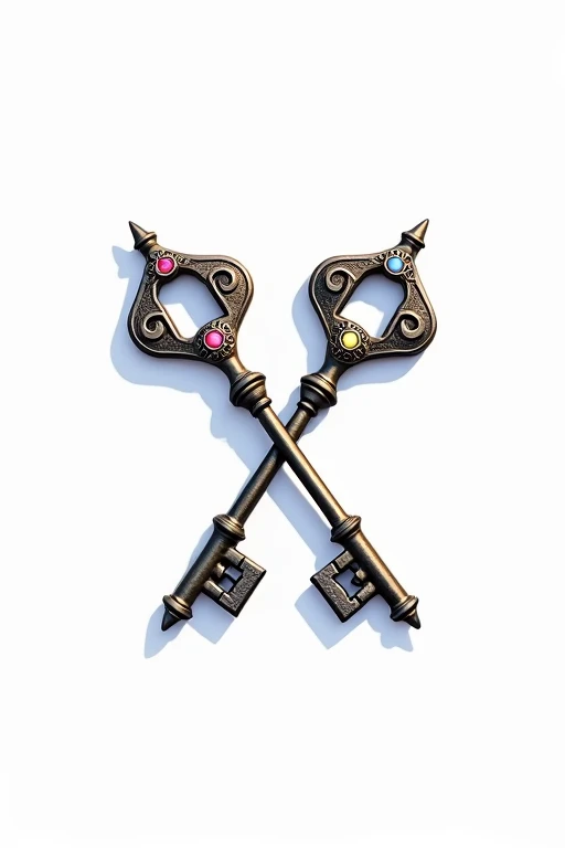 RPG illustration two key crossed white background