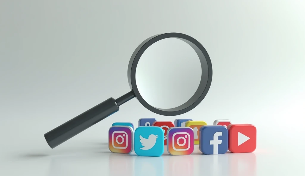 A symbolic image of a magnifying glass over social media icons, representing government scrutiny on content created by influencers.