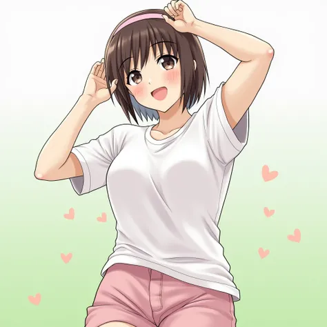 Beautiful girl, high quality, cute, big chest, college student, Japan, real, T-shirt, shorts