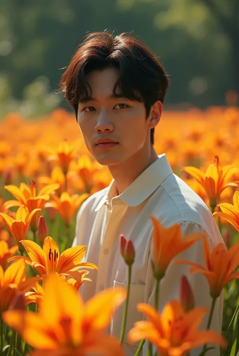 Jung Kook in the field of tiger lilies