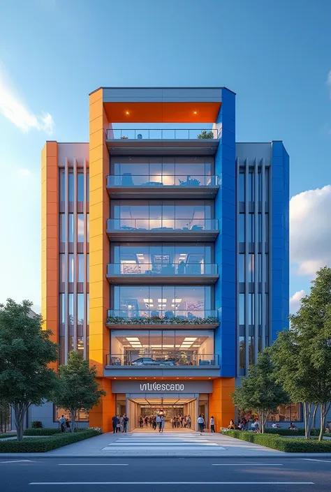 This is a main entrance for a university. A four story building which has a rectangular floor area. The students will enter to the building from the first floor level, which is with the road level. Then they have to go down to the ground floor to enter the...