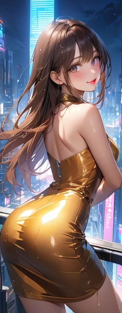 Straight Hair、Brown Hair,((Highly detailed golden sexy dress)), Looks about , (beautiful girl: 1.3),1girl,Highest quality,8k,Highly detailed CG unit wallpaper,masterpiece:1.2,Highest quality,Ultra-high resolution,RAW Photos,Realistic textured skin,Cinema L...