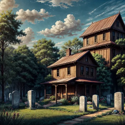 old western-style building,grave,there&#39;s likely to be zombies,background,brutal