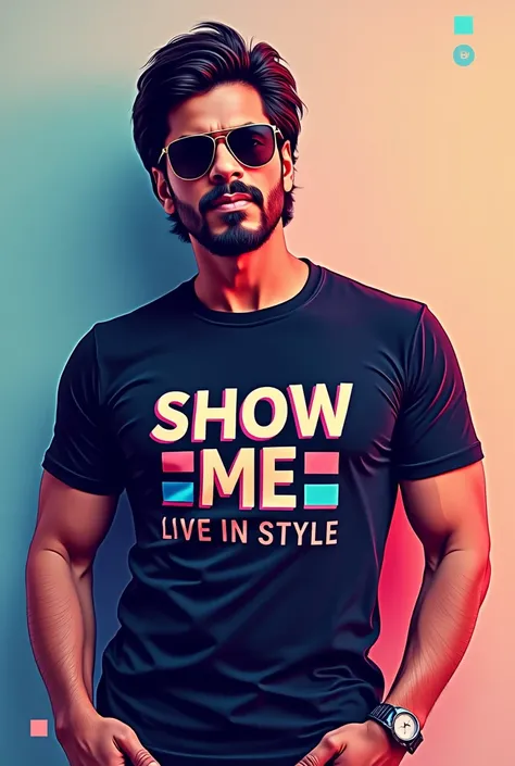 Srk wereing t shirts brand called SHOW ME TAG LINE LIVE IN STYLE