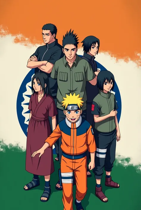 Naruto all characters in india flag