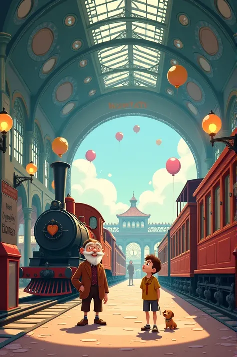 Train station from up, illustration kawai