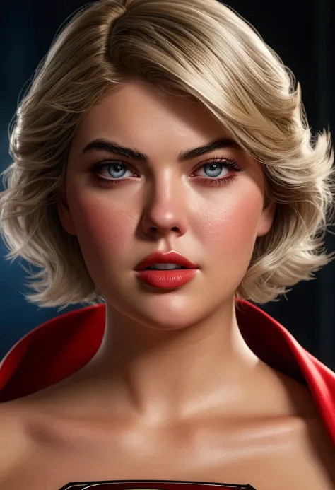 beautiful detailed eyes, beautiful detailed lips, extremely detailed eyes and face, long eyelashes, 1girl, Kate Upton, Supergirl (DC), short hair, white costume, red cape, big breasts, (best quality,4k,8k,highres,masterpiece:1.2),ultra-detailed,(realistic,...