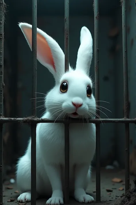 White rabbit locked up 
