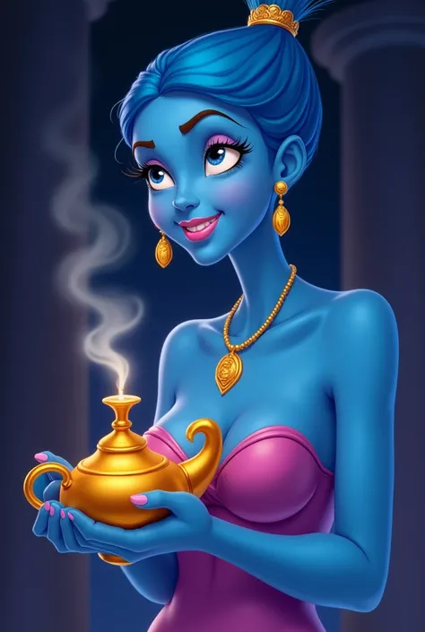 Genie, the jolly lamp fairy from Aladdin. She serves Aladdin as his master and faces various adventures. Jeannies expression is curious, faintly super-cheerful and good at telling jokes. She is a gentle lamp nymph who always makes everyone around her feel ...