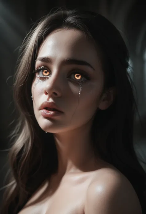 A woman in distress, beautiful detailed eyes, beautiful detailed lips, extremely detailed eyes and face, long eyelashes, rough anal, crying, dramatic lighting, cinematic, dark fantasy, chiaroscuro, dramatic contrast, moody, atmospheric, muted colors, cool ...