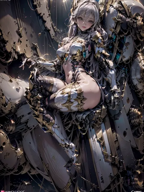 Golden Saint Seiya, (Mecha) (Mechanical) (Armor), Professional RAW Color Photo, (Back Corner), (Lying Down Leg Lift Exposed Butt: 1.5), (Cumming on Body, Shooting on Breasts, Facial Cumshot, Cumming in Hair): 1.2) (Open Leg: 1.3), Perfect, (Wide Angle), (T...