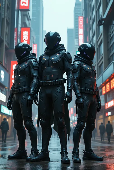 3 mans in cyberpunk oufit