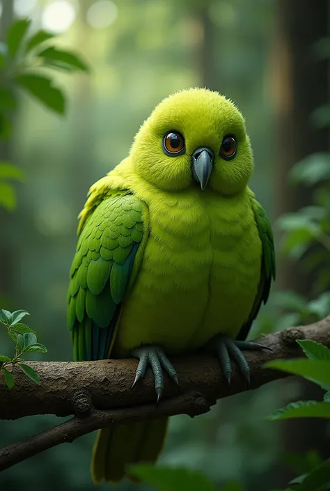 "Meet the kakapo, a special bird that can’t fly! This rare and friendly parrot has green feathers that help it hide in the trees. Can you imagine a bird that loves to climb but not to fly?"