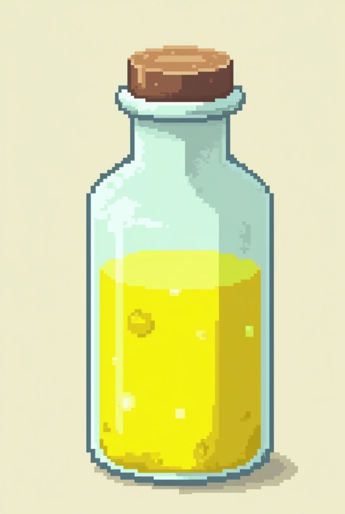 minecraft texture (16x16 pixelart) for bottle with yellowish liquid (sulfuric acid) 16 X 16 PIXELART  LESS PIXEL JUST 16 X 16 PIXEL ART BROOOO