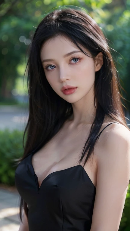 full body masterpiece, ultra realistic, 16k, high quality, incredibly detailed, dream aesthetic, dream atmosphere, cinematic, (sharp focus : 1.5), (photorealistic : 1.3), gothic (Gorgeous gothic girl), Ai Uehara, defined jaw, square face, wonderful gothic ...