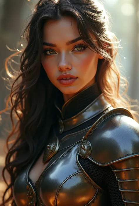 a sexy knight girl, beautiful detailed eyes, beautiful detailed lips, extremely detailed face, long eyelashes, beautiful detailed armor, intricate armor design, detailed metal textures, detailed leather textures, dynamic action pose, epic fantasy backgroun...