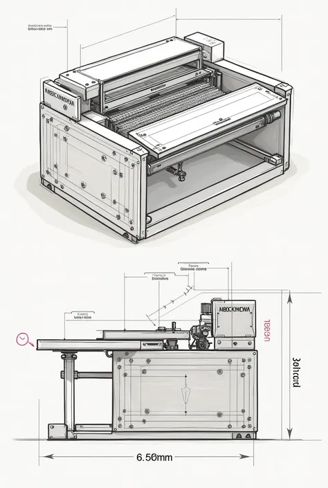 Create a simple and detailed  consisting of front, top and side view) or blue print of mini machine weaver to create basket that can be used to make by a student/beginners. 