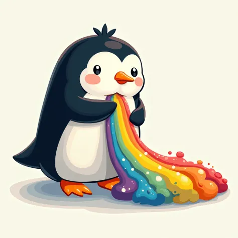 Penguin pooping out rainbow poop